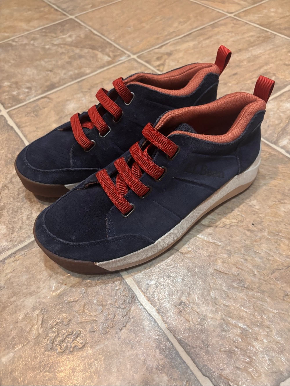 LL BEAN Kids Beansport Casual Suede Lace Up Athletic Shoes Blue, Size 3